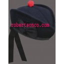 Dark navy blue Glengarry Hat with Red Toorie