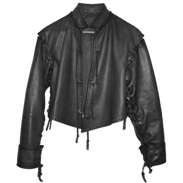 Jacobit Black Leather waistcoats with removable sleeves