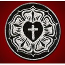 Cross Luther Rose Seal Lutheran Christian Silver Embroidered Patch