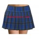 ROYAL BLUE STRETCH SCHOOLGIRL TARTAN PLAID PLEAT SKIRT