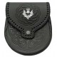 Black Leather Double Embossed Sporran with chain belt leather strap
