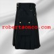 Cargo Men Utility Black Cotton Fabrics Kilt with 6 Pockets