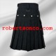 Cargo Men Utility Black Cotton Fabrics Kilt with 6 Pockets