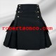 Cargo Men Utility Black Cotton Fabrics Kilt with 6 Pockets