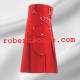 Cargo Men Utility Red Cotton Fabrics Kilt with 6 Pockets