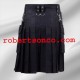 Stylish Men's Utility Black Kilt and White Piping with 6 Pockets