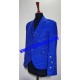 Royal Blue Tweed Argyll Kilt Jacket with Five Button Waistcoat