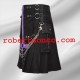 Stylish Men's Hybrid Two-Tone Utility Kilt in Black and Purple